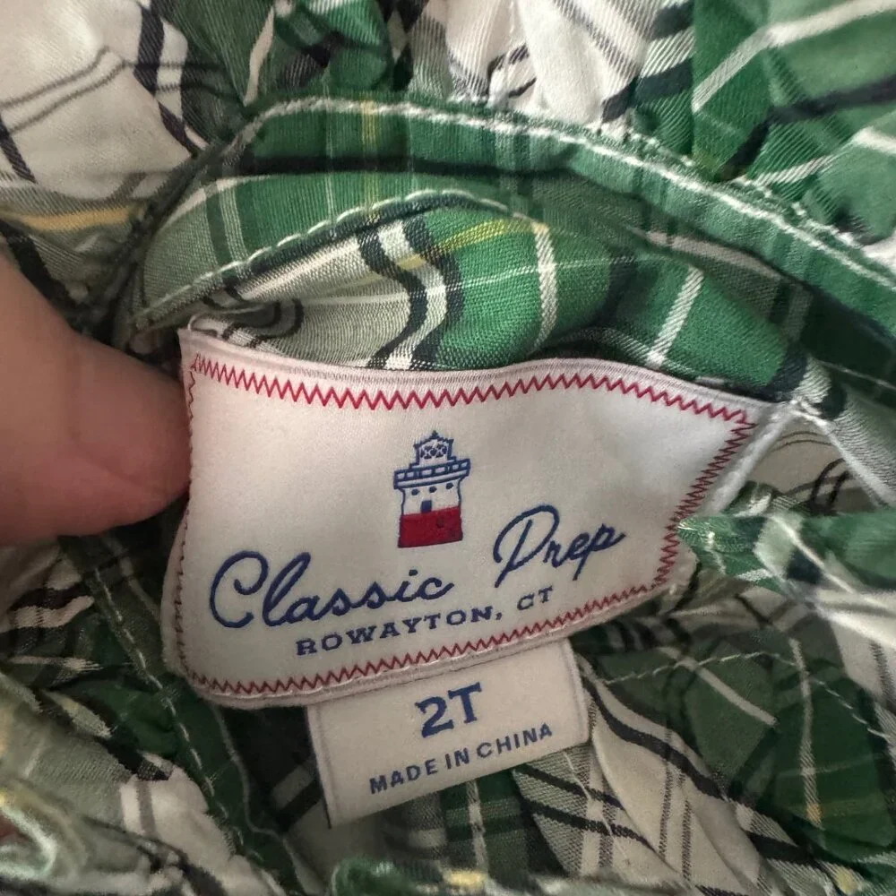New Classic Prep Kids Childrens Girls Ginny Ruffle Front Button Down Plaid 2T
